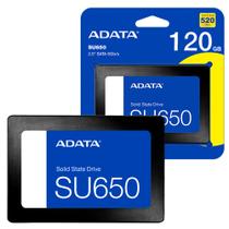 SSD Adata 120 GB SU650 2.5" SATA III Leitura 520 MB/s Gravação 450 MB/s - ASU650SS-120GT-R SSD Adata 120 GB SU650 2.5" SATA III Leitura 520 MB/s Gravação 450 MB/s - ASU650SS-120GT-R