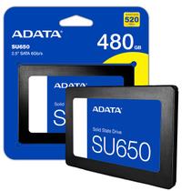 SSD ADATA SU650 480GB SATA III 6Gb/s, 2.5", Leitura 520MB/s e Gravação 450MB/s Preto - ASU650SS-480GT-R