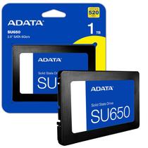 SSD ADATA Ultimate SU650 1TB, SATA III 6Gb/s, 2,5", Leitura Até 520MB/s, Gravação Até 450MB/s - ASU650SS-1TT-R SSD ADATA Ultimate SU650 1TB, SATA III 6Gb/s, 2,5", Leitura Até 520MB/s, Gravação Até 450MB/s - ASU650SS-1TT-R