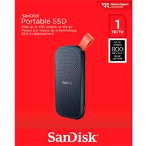 SSD Externo Portátil Sandiisk, 1 TB, USB, Leitura 800MB/s, Preto e Laranja SDSSDE301T00G26