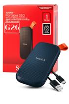 SSD Externo Portátil Sandisk, 1 TB, USB, Leitura 800MB/s, Preto e Laranja SDSSDE301T00G26