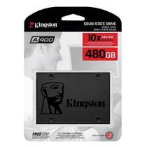 SSD Kingston A400, 480GB, SATA III, 2.5 Polegadas, Leitura 500MBs, Gravação 450MBs, Preto SA400S37480G para Desktop e Notebooks