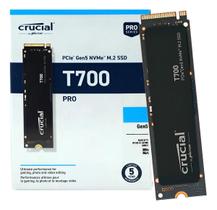 SSD M.2 4TB Crucial T700 Pro Nvme PCie Gen 5x4 Leitura 12400Mbs Gravação 11800MBs CT4000T700SSD3 SSD M.2 4TB Crucial T700 Pro Nvme PCie Gen 5x4 Leitura 12400Mbs Gravação 11800MBs CT4000T700SSD3