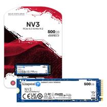 SSD M.2 500GB Kingston NV3S NVMe PCIe 4.0 x4 Leitura 5000 MBs Gravação 3000 MBs Azul SSD M.2 500GB Kingston NV3S NVMe PCIe 4.0 x4 Leitura 5000 MBs Gravação 3000 MBs Azul