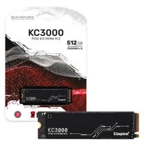 SSD M.2 512GB Kingston KC3000 NVMe PCIe 4.0 x4 Leitura 7000 MBs Gravação 3900 MBs Preto SKC3000S 512G