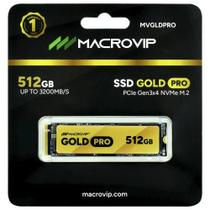SSD M.2 512GB Macrovip Gold Pro PCIe Geração 3 x4 NVMe Leitura 3200MBs e Gravação 2500MBs