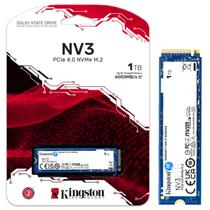 SSD NVMe Kingston NV3 1TB, PCIe 4.0 x4, M.2 2280, Leitura 6000 MB/s, Gravação 4000 MB/s - SNV3S/1000G SSD NVMe Kingston NV3 1TB, PCIe 4.0 x4, M.2 2280, Leitura 6000 MB/s, Gravação 4000 MB/s - SNV3S/1000G