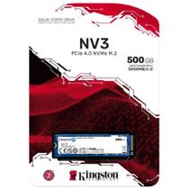 SSD NVMe Kingston NV3, 500GB, M.2 2280, Leitura: 5.000 MB/s, Gravação: 3.000 MB/s - SNV3S/500GB