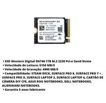 Ssd Western Digital Wd Sn740 1tb M.2 2230 Pci-e 4.0 X4 Nvme - Steam Deck Surface Alienware Rog Ally