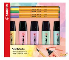 Stabilo Kit Marcador Boss Pastel + Point 88 Pastel - Com 10 itens