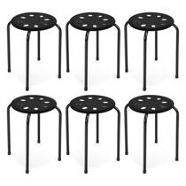 Stack Stools COSTWAY, pacote com 6, 44,45 cm de plástico com estrutura de metal