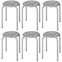 Stack Stools COSTWAY, pacote com 6, aço, 44,45 cm de altura, cinza, para crianças Stack Stools COSTWAY, pacote com 6, aço, 44,45 cm de altura, cinza, para crianças