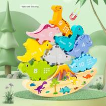 Stacking Blocks Montessori Toy Dinossauro magnético de madeira Stacking Blocks Montessori Toy Dinossauro magnético de madeira