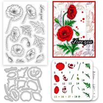 Stamp and Die Set ACRINGHEET Flower Corn Poppy para fabricação de cartões