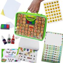 Stamp Set Art with Smile Large Wooden, 72 unidades para crianças Stamp Set Art with Smile Large Wooden, 72 unidades para crianças