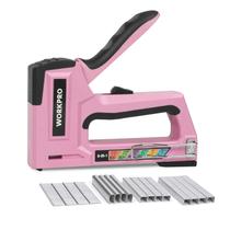 Staple Gun WORKPRO Pink 6 em 1 Manual Brad Nailer com grampos