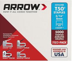 Staples Arrow Fastener 505IP Heavy Duty T50, 5/16 polegadas, pacote com 5000
