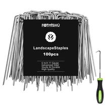 Staples de paisagem FOTMISHU 15 cm, 100 unidades, estacas de jardim galvanizadas