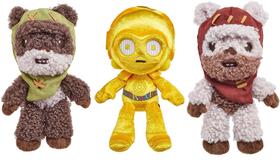 Star Wars Endor Celebration Plush 3-Pack com 2 Ewoks &amp C-3PO Soft Doll, Presente de Brinquedo Colecionável para fãs Idade 3 Anos e Mais Velho Exclusivo da Amazon