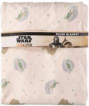 STAR WARS Mandalorian Baby Unisex Plush Blanket Baby Yoda Baby Gifts - Cobertores Soft Baby (Off-White/Green, 0-12 Meses)