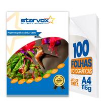 Starvox 100 Folhas Papel Foto Adesivo Mate Fosco 115g A4 Prova Dágua