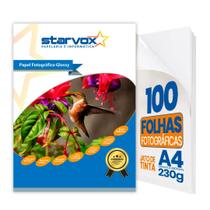 Starvox 100 Folhas Papel Foto Glossy 230g A4 Prova D Água