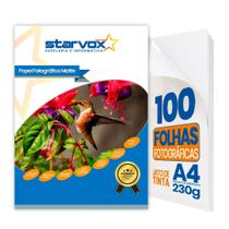 Starvox 100 Folhas Papel Foto Mate Fosco 230g A4 Prova Dágua