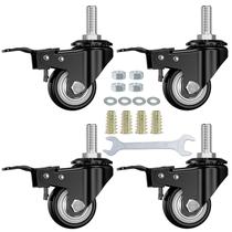 Stem Casters DICASAL de 1,5 polegadas com freios duplos, pacote com 4 unidades pretas