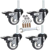 Stem Casters DICASAL, pacote com 4, 1,5 polegadas com travamento e freios duplos