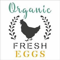 Stencil 10X10 Simples FarmHouse Organic Fresh Eggs Opa 2903 - Opa Criando Arte