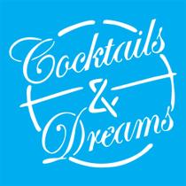 Stencil 14x14cm TK0015 Cocktails e Dreams Toke de Arte