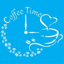 Stencil 20x20cm TK0019 Relógio Coffee Time - Toke de Arte