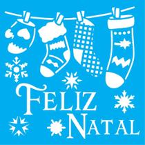 Stencil 20x20cm TKN0005 Feliz Natal Toke de Arte