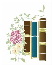 Stencil 20X25 - Livros e Flores - OPA 3475