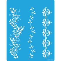 Stencil Arte Fácil 13,5 x 17,1cm - ST-110 Arabesco e Folhas