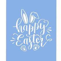 Stencil Arte Fácil 18 x 23 cm - PC-702 Happy Easter Coelho