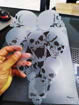 Stencil Caveiras Grudadas p/ Pinturas e Aerografias - 2R10