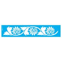 Stencil de Acetato para Pintura 06x30 cm OPA - 2614 - Folhas E Flor Leque