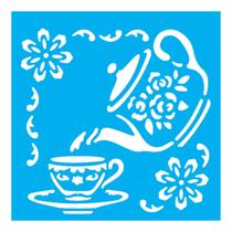 Stencil de Acetato para Pintura 10x10 cm OPA - 082 - Cantoneira Chá Stencil de Acetato para Pintura 10x10 cm OPA - 082 - Cantoneira Chá
