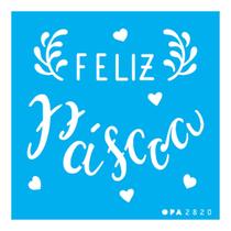 Stencil de Acetato para Pintura 10x10 cm OPA - 2820 - Feliz Páscoa I Stencil de Acetato para Pintura 10x10 cm OPA - 2820 - Feliz Páscoa I