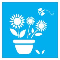 Stencil De Acetato Para Pintura 14x14 cm OPA - 1002 - Vaso Com Girassois Stencil De Acetato Para Pintura 14x14 cm OPA - 1002 - Vaso Com Girassois