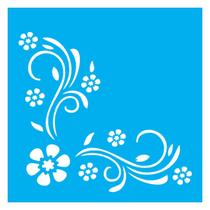 Stencil De Acetato Para Pintura 14x14 cm OPA - 1027 - Cantoneira Flores II Stencil De Acetato Para Pintura 14x14 cm OPA - 1027 - Cantoneira Flores II