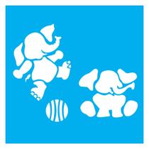 Stencil De Acetato Para Pintura 14x14 cm OPA - 1028 - Elefantes