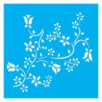 Stencil De Acetato Para Pintura 14x14 cm OPA - 1029 - Flores Tulipas
