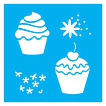 Stencil De Acetato Para Pintura 14x14 cm OPA - 1052 - Cupcakes