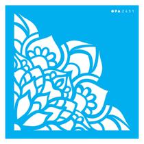 Stencil De Acetato Para Pintura 14x14 cm OPA - 2431 - Cantoneira Flor Lótus