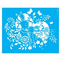 Stencil de Acetato para Pintura 20x25 Cm Opa - 2825 - Mãe e Filho Coelhos I