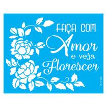 Stencil de Acetato para Pintura 20x25 Cm Opa - 2889 - Frase Faça com Amor