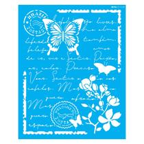 Stencil de Acetato para Pintura 20x25 cm OPA - 3140 - Carta Antiga Borboleta
