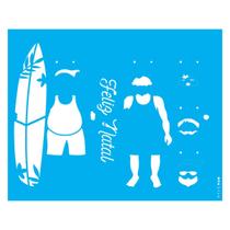 Stencil de Acetato para Pintura 20x25 cm OPA - 3146 - Papai Noel Verão I